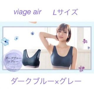 ヴィアージュ(VIAGE)のviageヴィアージュブラ air Lサイズ　Dark Blue × Gray(ブラ)