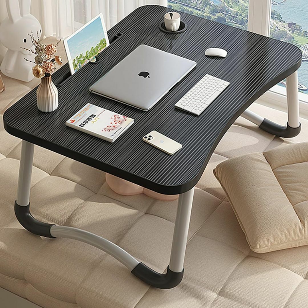 【色: ブラック-60】床上桌 テーブル 小折りたたみ テーブル 簡易テーブル折
