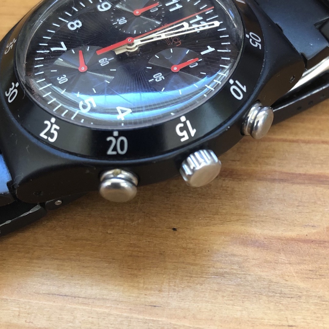 swatch - swatch 腕時計 クロノグラフ IRONY デイト 稼働品 黒の swatch - swatch 腕時計 クロノグラフ IRONY デイト 稼働品 黒の