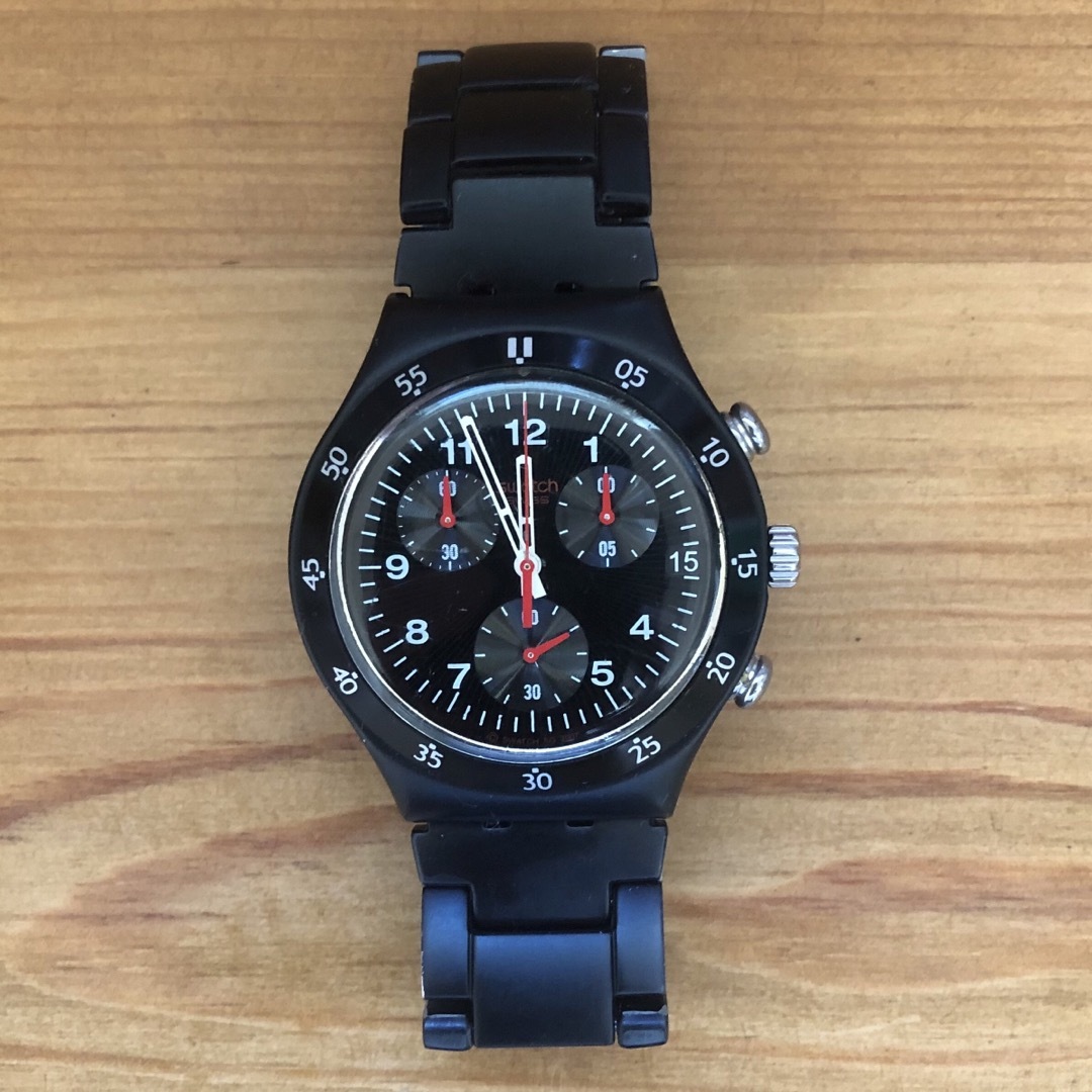 swatch 腕時計 クロノグラフ IRONY デイト 稼働品　黒