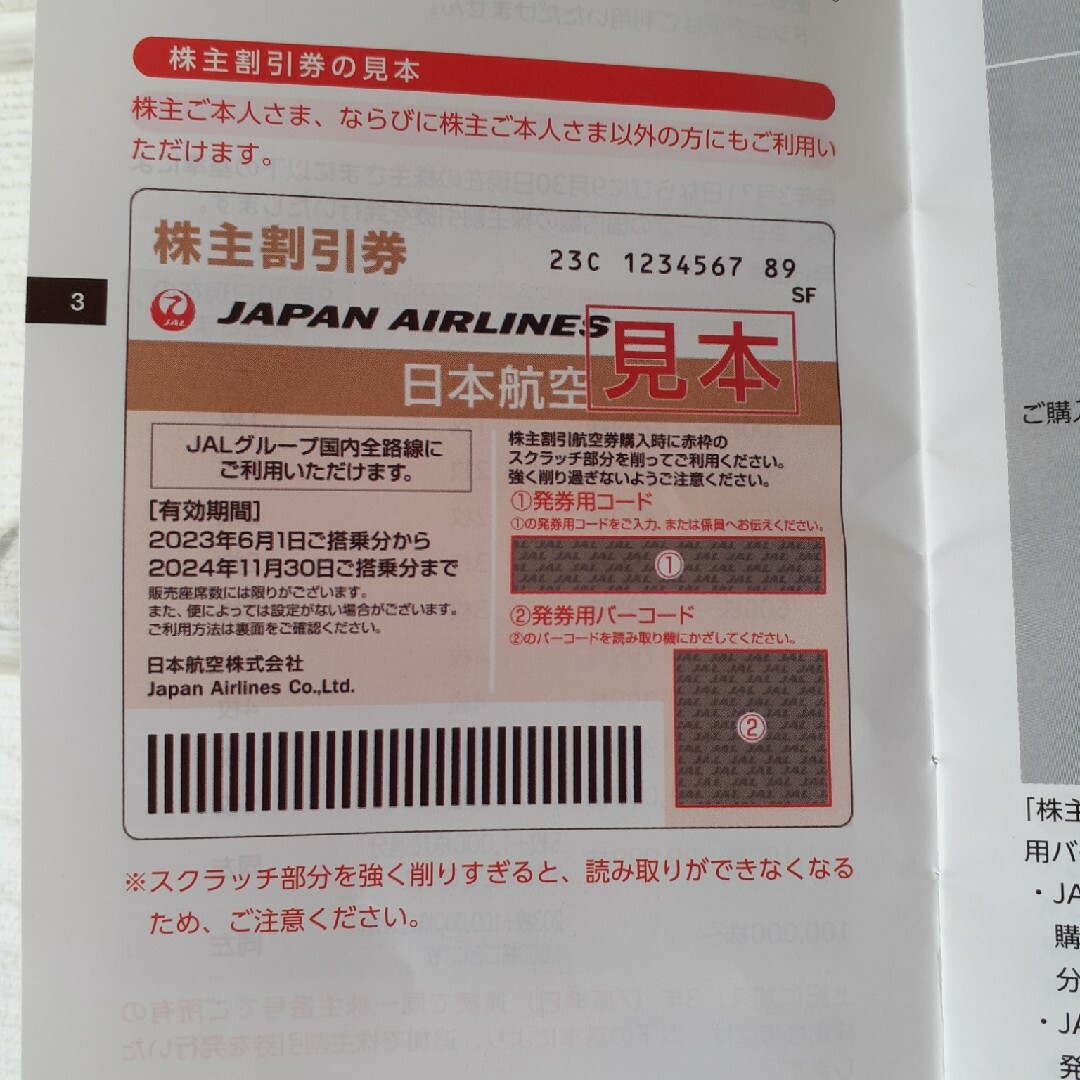 日本航空株主優待 割引券 片道50％割引 海外旅行商品割引券2枚 国内