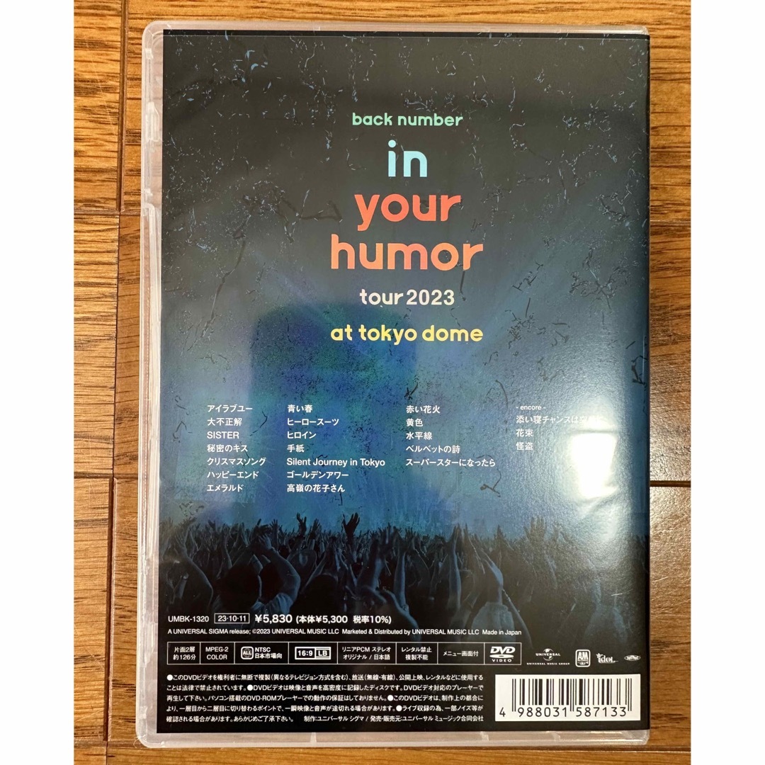 BACK NUMBER(バックナンバー)のin　your　humor　tour　2023　at　東京ドーム DVD エンタメ/ホビーのDVD/ブルーレイ(ミュージック)の商品写真