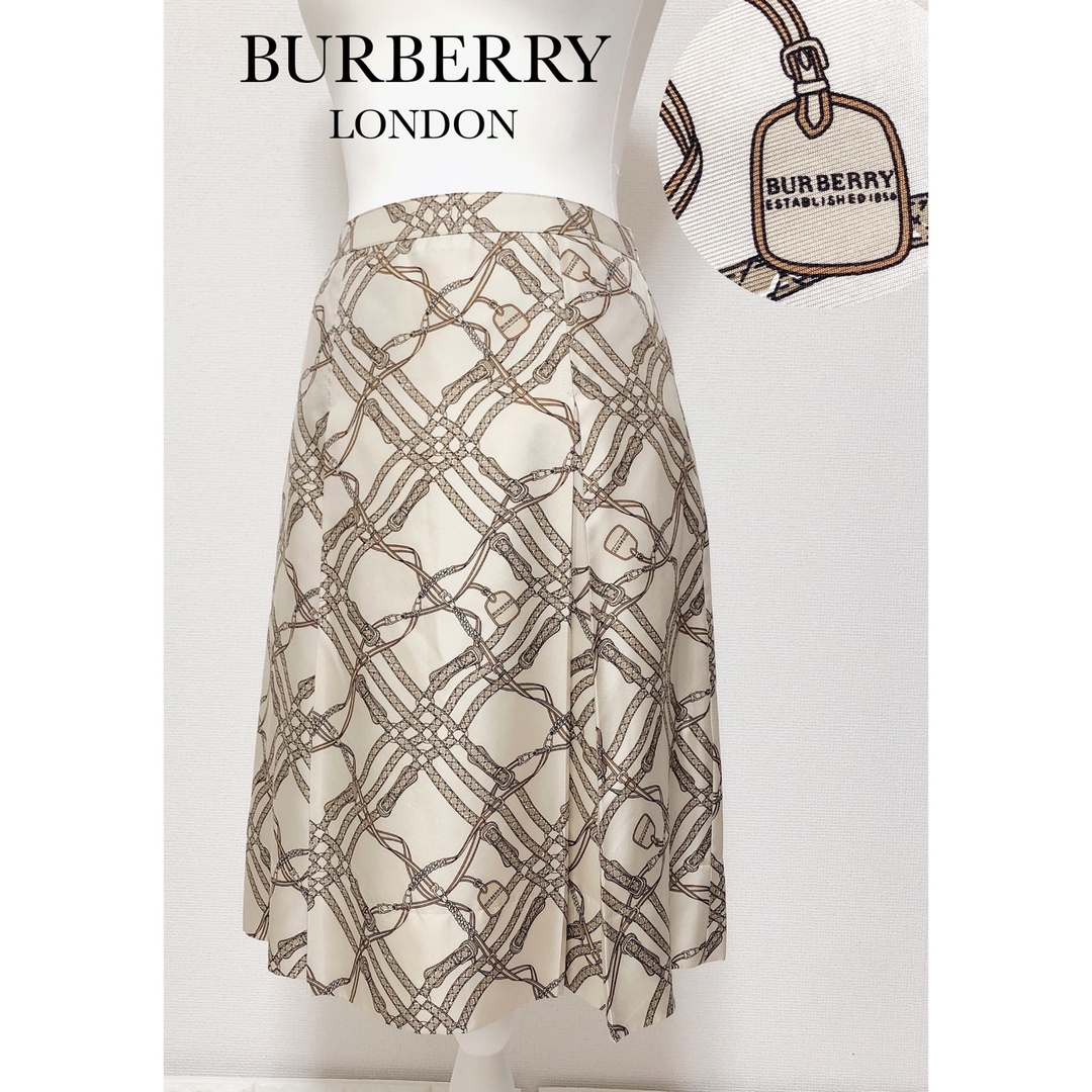 BURBERRY(バーバリー)の超希少【BURERRY LONDON】三陽商会 ベルトノバチェック 絹 スカート レディースのスカート(ひざ丈スカート)の商品写真