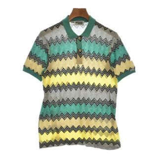 ミッソーニ(MISSONI)のMISSONI ポロシャツ -(XS位) 青緑xグレーxベージュ等(総柄) 【古着】【中古】(ポロシャツ)