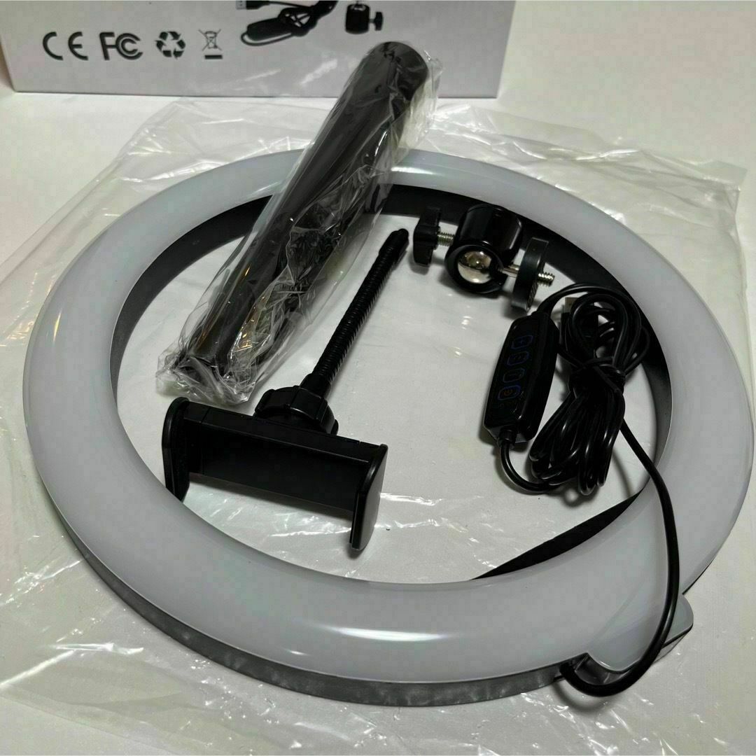 【1着でも送料無料】 LED リングライト 25cm 自撮りライト スタンド 三脚 3色モード 卓上