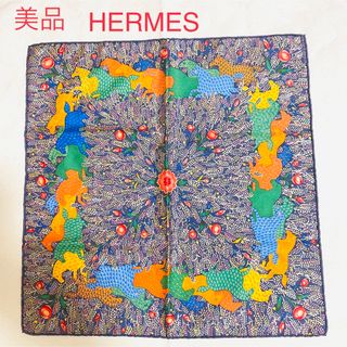 希少 美品 HERMES エルメス プチカレ 45 スカーフ ホース 馬-