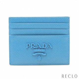 プラダ(PRADA)のSAFFIANO SHINE カードケース サフィアーノレザー ブルー(名刺入れ/定期入れ)