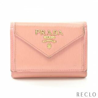 プラダ(PRADA)の コンパクトウォレット 三つ折り財布 サフィアーノレザー ピンク(財布)
