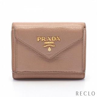 プラダ(PRADA)のVITELLO MOVE コンパクトウォレット 三つ折り財布 レザー ピンクベージュ(財布)