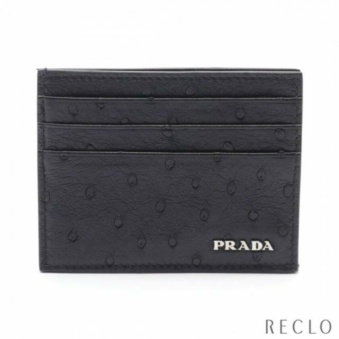 PRADA - STRUZZO カードケース オーストリッチ レザー ブラックの通販