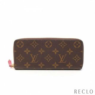 ルイヴィトン(LOUIS VUITTON)のポルトフォイユ クレマンス モノグラム フューシャ ラウンドファスナー長財布 PVC レザー ブラウン ピンクパープル(財布)