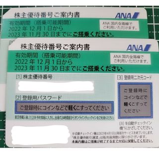 エーエヌエー(ゼンニッポンクウユ)(ANA(全日本空輸))のANA株主優待券　2枚(航空券)