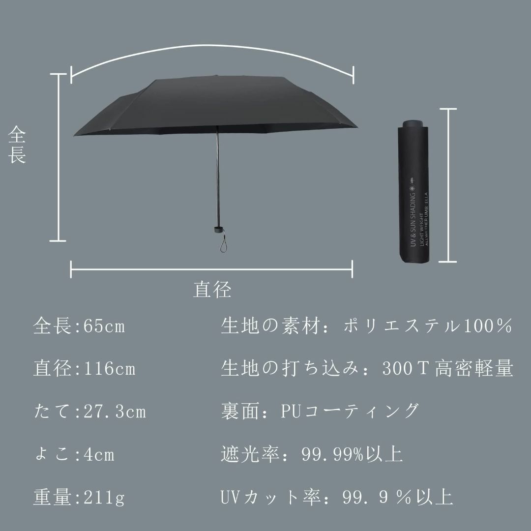 【色: オフワイド】折り畳み日傘 超軽量223g 晴雨兼用 99.9％以上UVカ