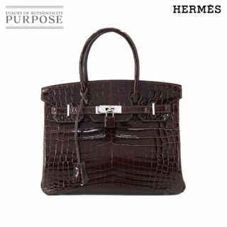 エルメス(Hermes)のエルメス HERMES クロコダイル バーキン30 ハンド バッグ ニロティカス コカオン □L刻印 シルバー 金具 VLP 90187873(ハンドバッグ)