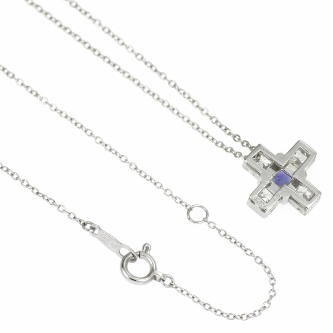 Pt サファイア ダイヤモンド ペンダントネックレス 0.29ct D0.94ct クロス-