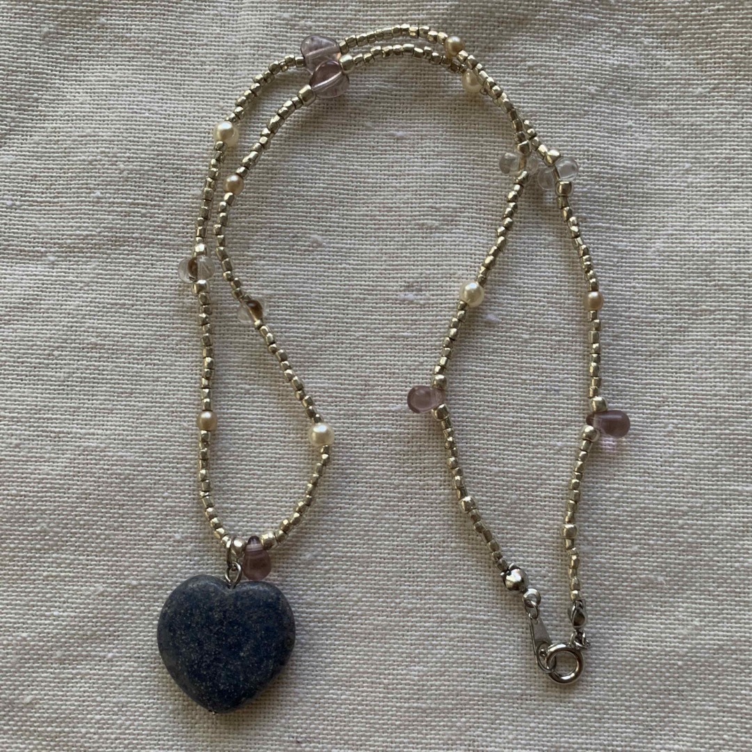 blue stone × mix beads necklace  ハンドメイドのアクセサリー(ネックレス)の商品写真