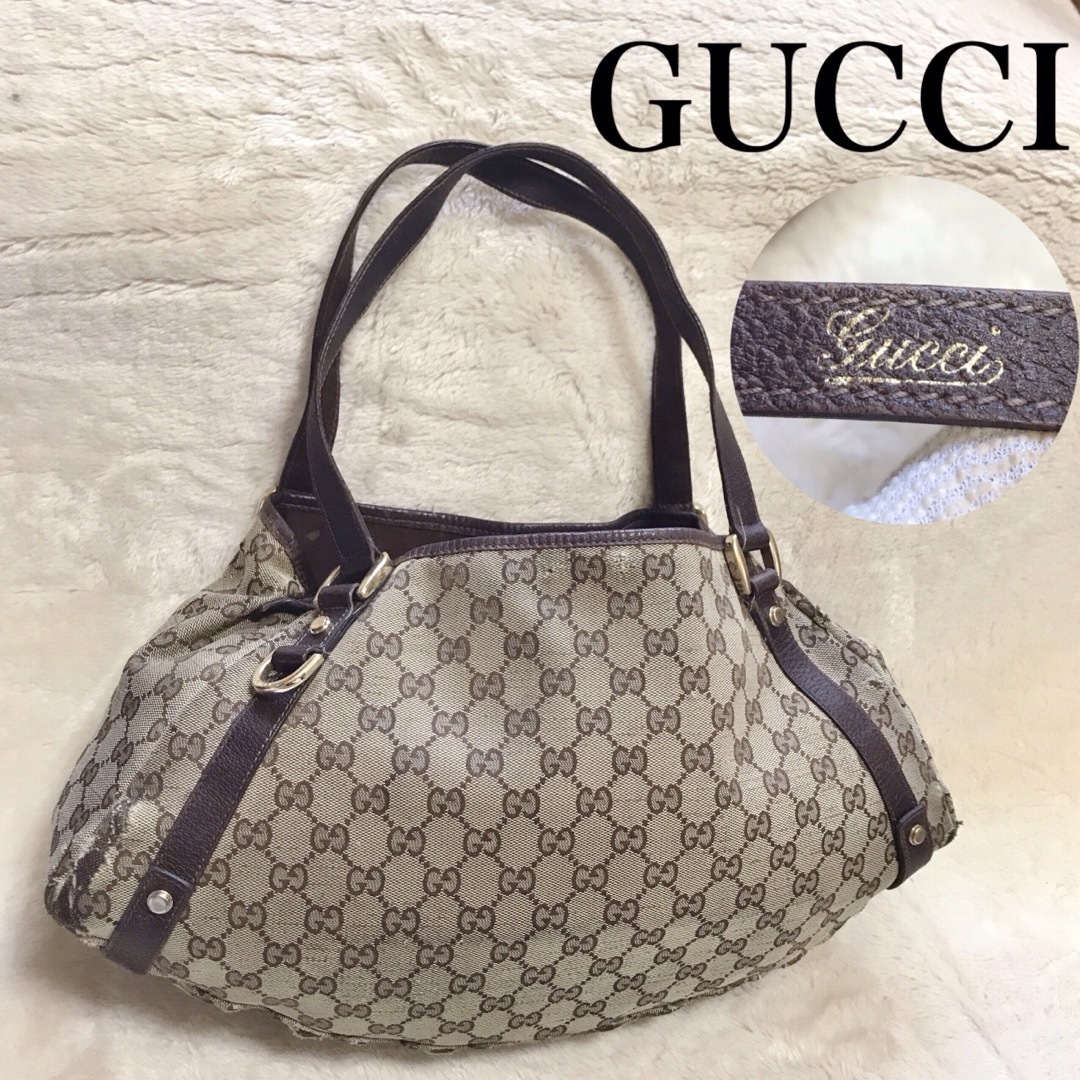 Gucci - GUCCI グッチ 大容量 アビーライン GGキャンバス レザー ...