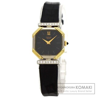 セイコー(SEIKO)のSEIKO クレドール オクタゴン ダイヤモンド 腕時計 18K 革 レディース(腕時計)