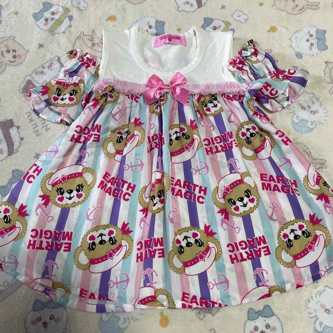 EARTHMAGIC(アースマジック)の24.マリンボーダー　チュニック キッズ/ベビー/マタニティのキッズ服女の子用(90cm~)(Tシャツ/カットソー)の商品写真