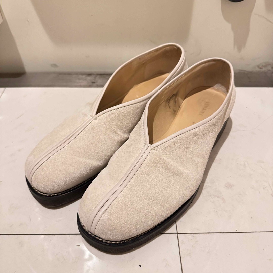 lemaire piped suede slip on shoes