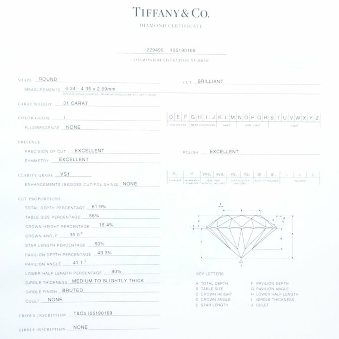 TIFFANY&Co. ティファニー ドッツ ソリティア リング 指輪 ダイヤモンド0.31ct I.VS2.3Excellent 10号 Pt950プラチナ/290582【BJ】