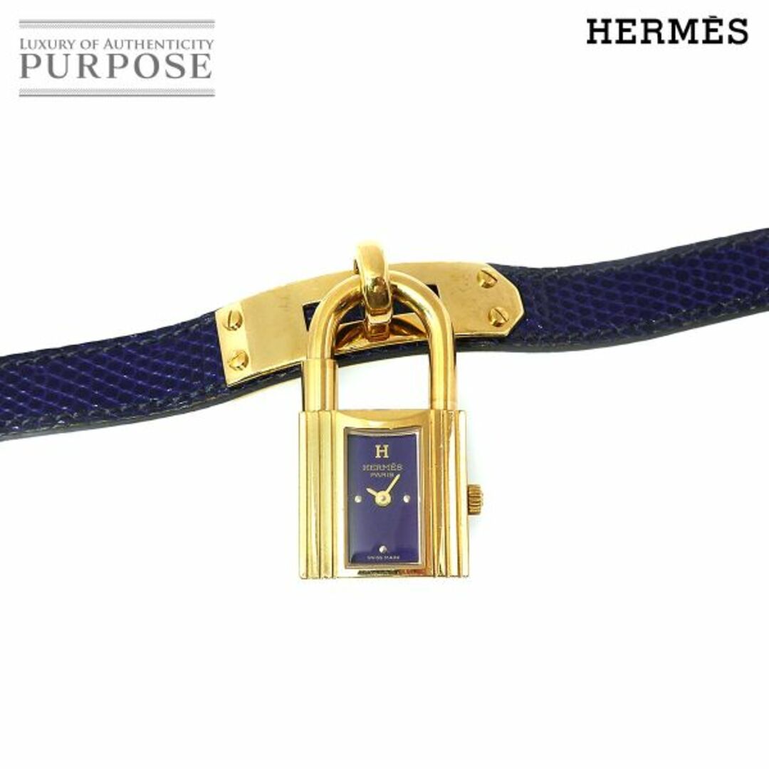 エルメス HERMES ケリーウォッチ ヴィンテージ レディース 腕時計 リザード ネイビー 文字盤 クォーツ ウォッチ カデナ VLP 90210448