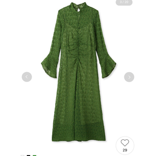 リリーブラウン オフショル バルーンスリーブ ドレス ワンピース 緑 グリーン