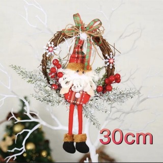 Christmasクリスマスリース　木の実サンタリースインテリア 30cm ④(リース)