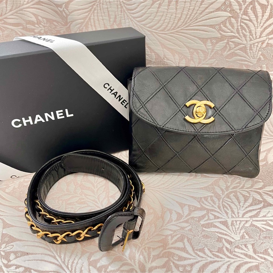 CHANEL シャネル ビコローレ 黒ラムスキン ミニ 財布