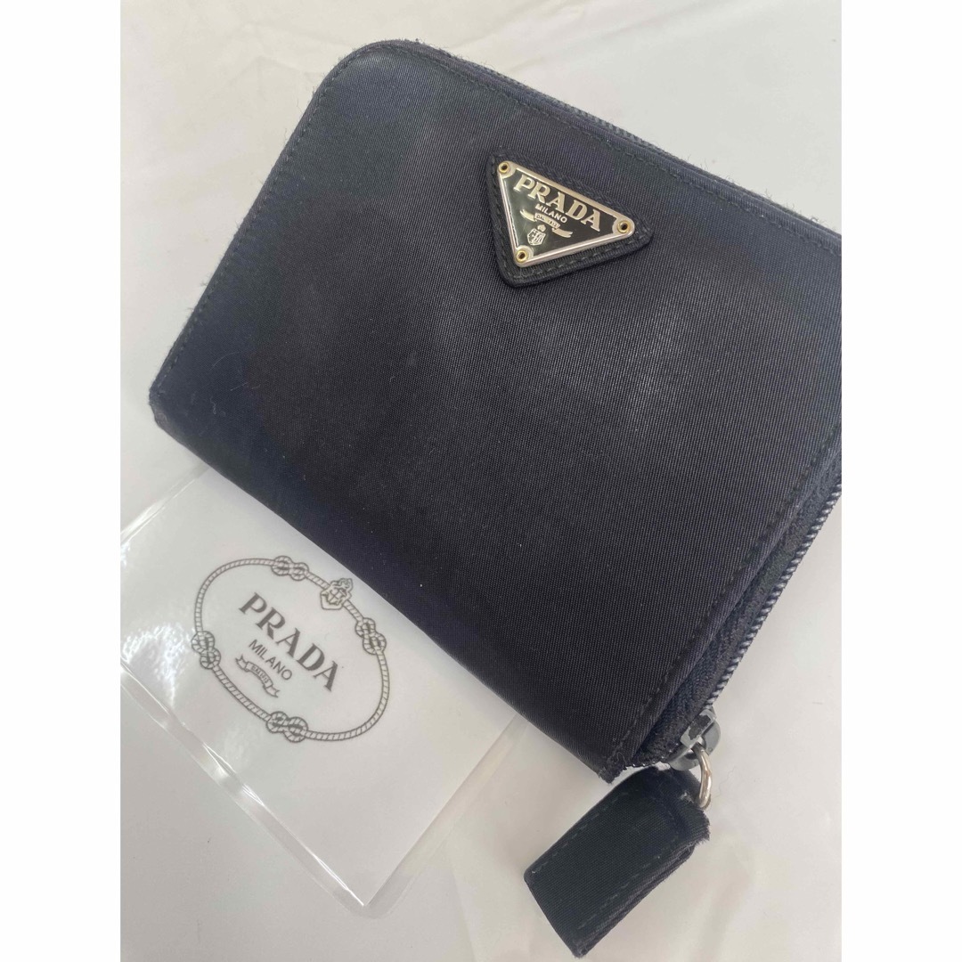 美品 PRADA プラダ ポコノ ナイロン 折り財布 ラウンド ジップ