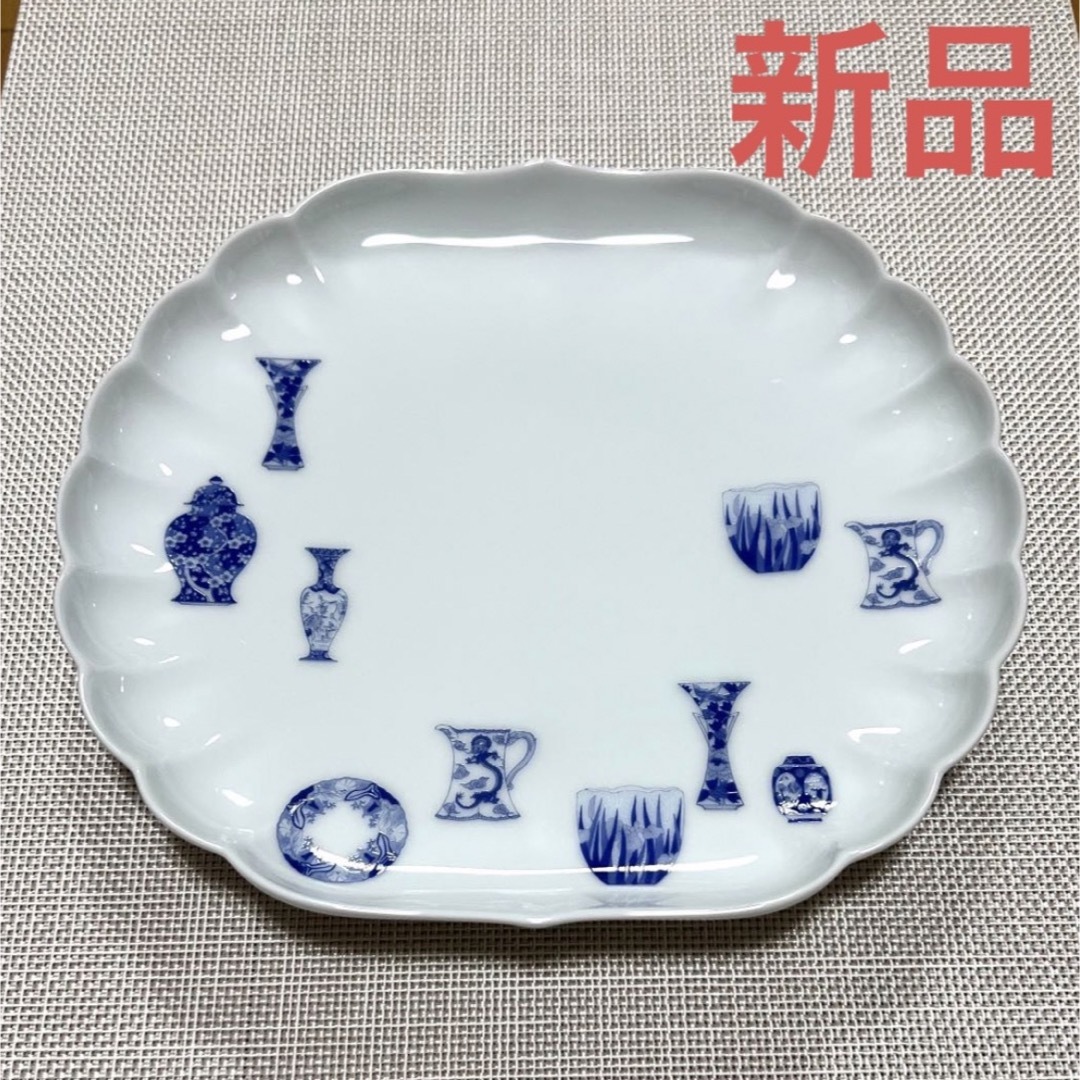 SALE⭐️新品✨深川製磁  ブルーチャイナ  菊中割盛皿  大皿 ⭐️送料無料白山陶器