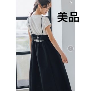 グローバルワーク(GLOBAL WORK)の美品　グローバルワーク　ジャガードキャミワンピ　ブラック(ロングワンピース/マキシワンピース)