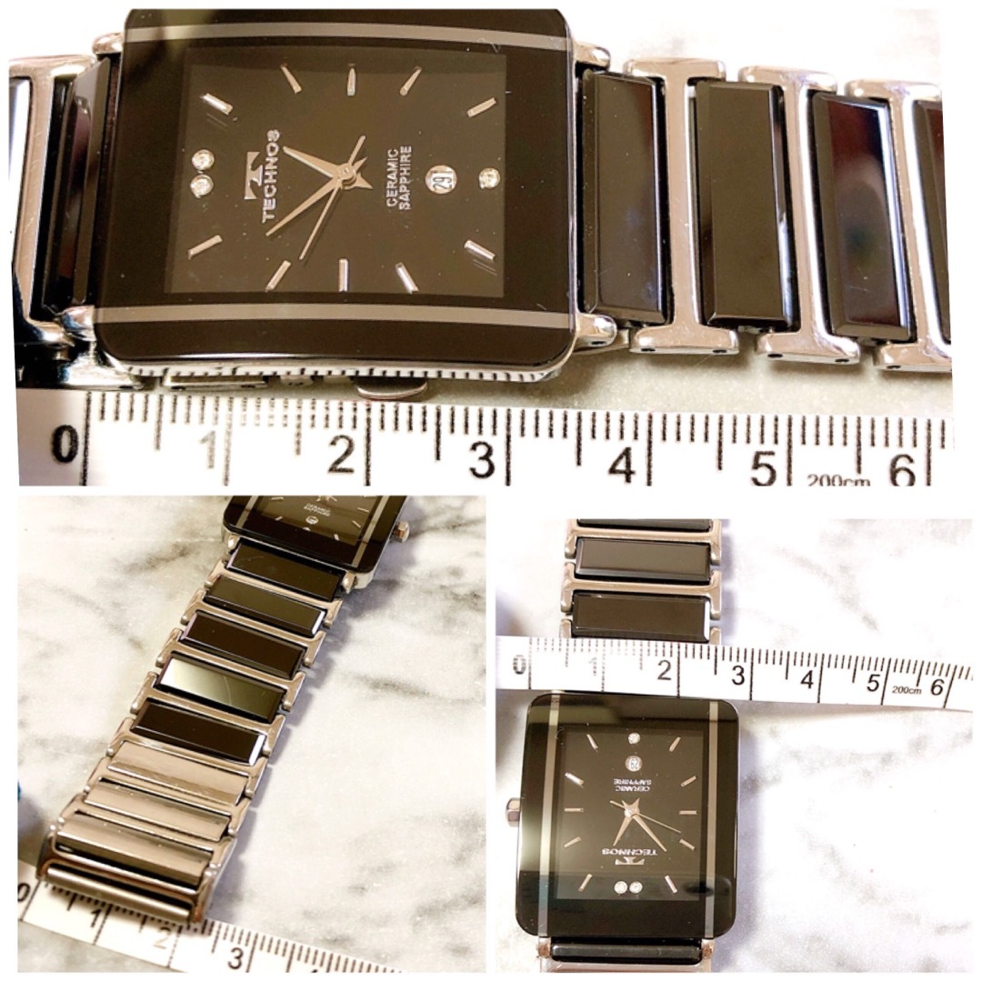 【美品】腕時計 テクノス TECHNOS セラミック 電池 メンズ 黒 ブラック