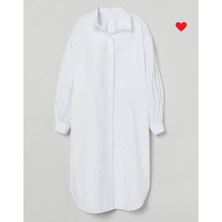 エイチアンドエム(H&M)のH&M シャツワンピース　ホワイト　XS(ひざ丈ワンピース)