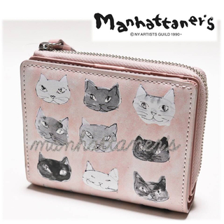 マンハッタナーズ(Manhattaner's)の《マンハッタナーズ》新品 可愛いネコちゃん レザー2つ折り財布 (財布)