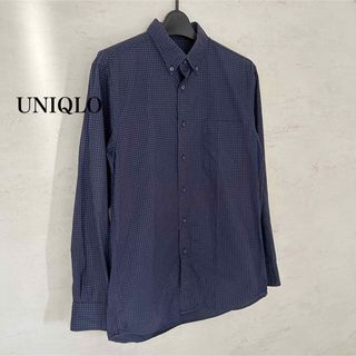 ユニクロ(UNIQLO)のユニクロ✨綿100％ドット柄ネイビーシャツ長袖(シャツ)