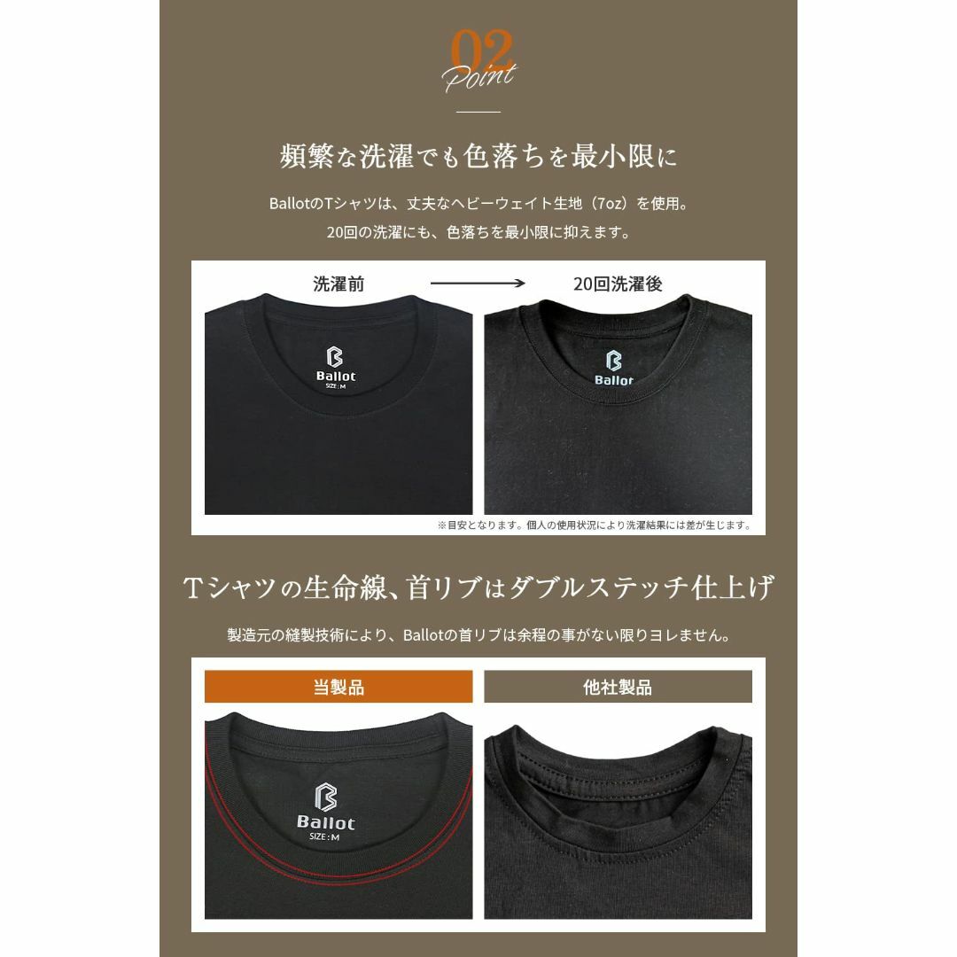 [BALLOT] Tシャツ メンズ 半袖 無地 肉厚生地 ビッグシルエット シャ