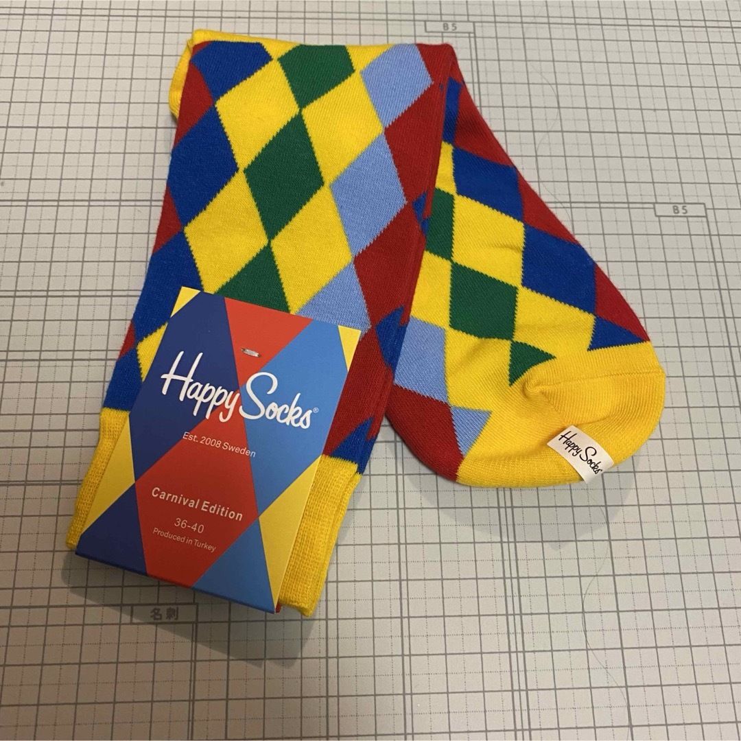 Happy Socks(ハッピーソックス)の新品未使用品 ハッピーソックス 靴下 アーガイル・チェック カラフル レディースのレッグウェア(ソックス)の商品写真