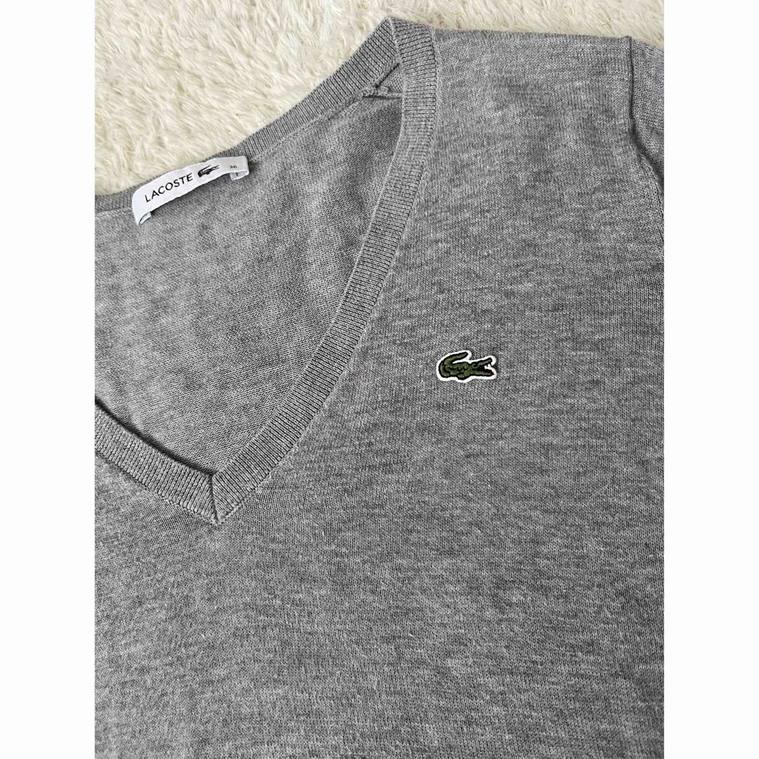 LACOSTE ラコステ　トップス　ニット　Vネック　セーター　グレー　人気