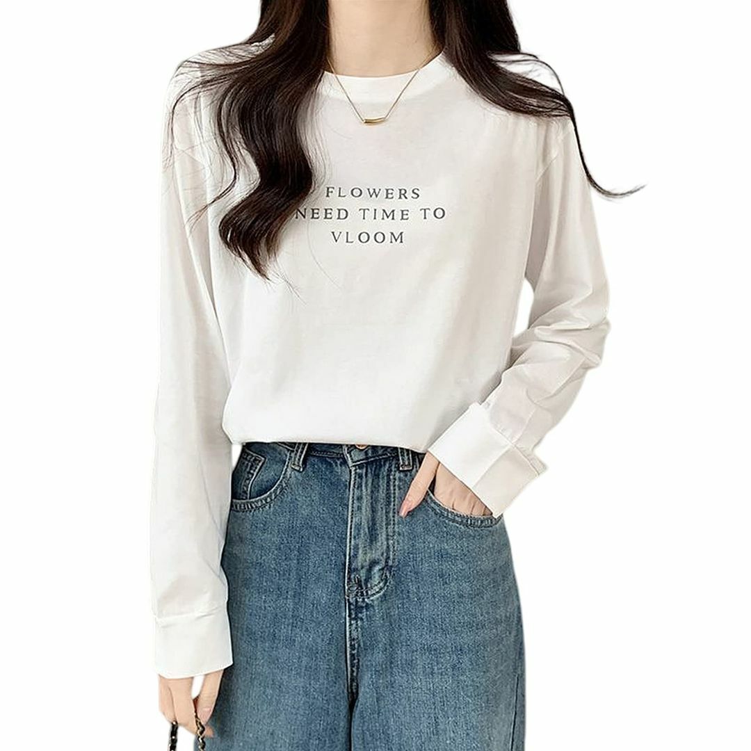 [KumiModa] Tシャツ レディース プリント トップス クルーネック 体