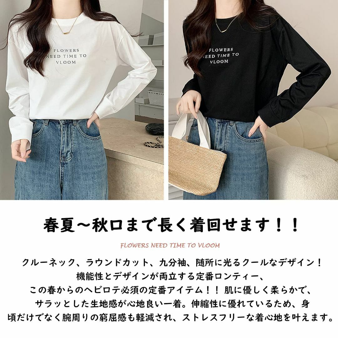 [KumiModa] Tシャツ レディース プリント トップス クルーネック 体