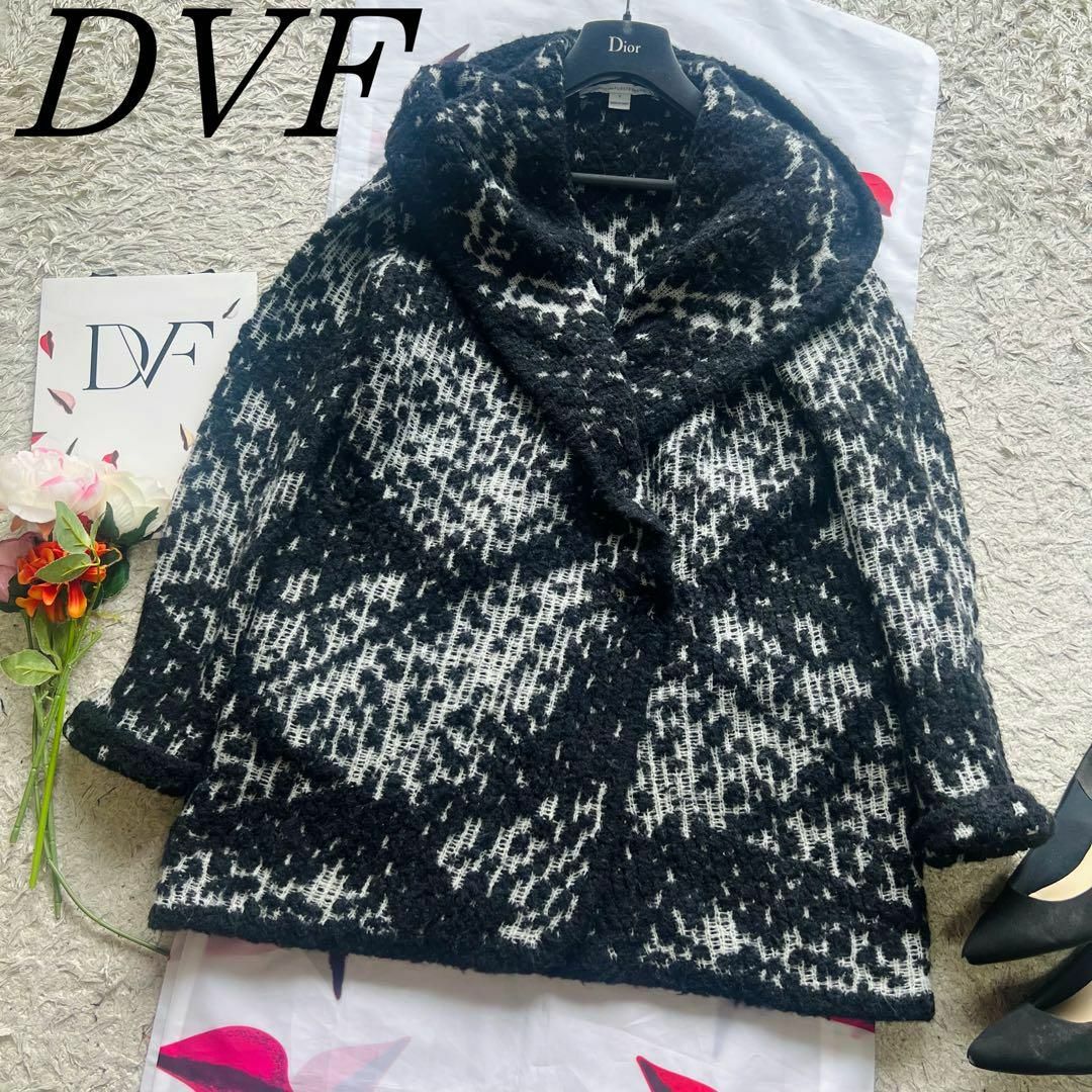 DIANE von FURSTENBERG(ダイアンフォンファステンバーグ)の【良品】DIANEvonFURSTENBERG ニットガウン  S フード レディースのジャケット/アウター(ロングコート)の商品写真