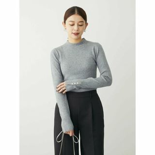 グリーンパークス(green parks)の【杢グレー】モックネック金釦リブニットプルオーバー 23AW/レディース/上品(ニット/セーター)