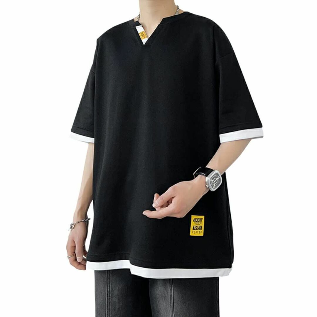 [Aaronlive] tシャツ メンズ 夏服 半袖 大きいサイズ レイヤード