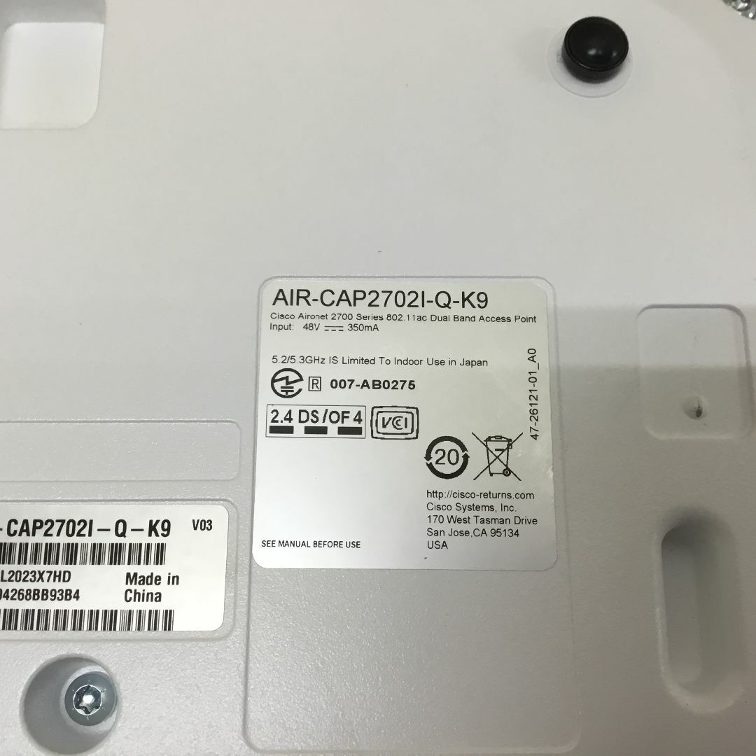 CISCO 無線LANアクセスポイント AIR-CAP2702I-Q-K9付属品