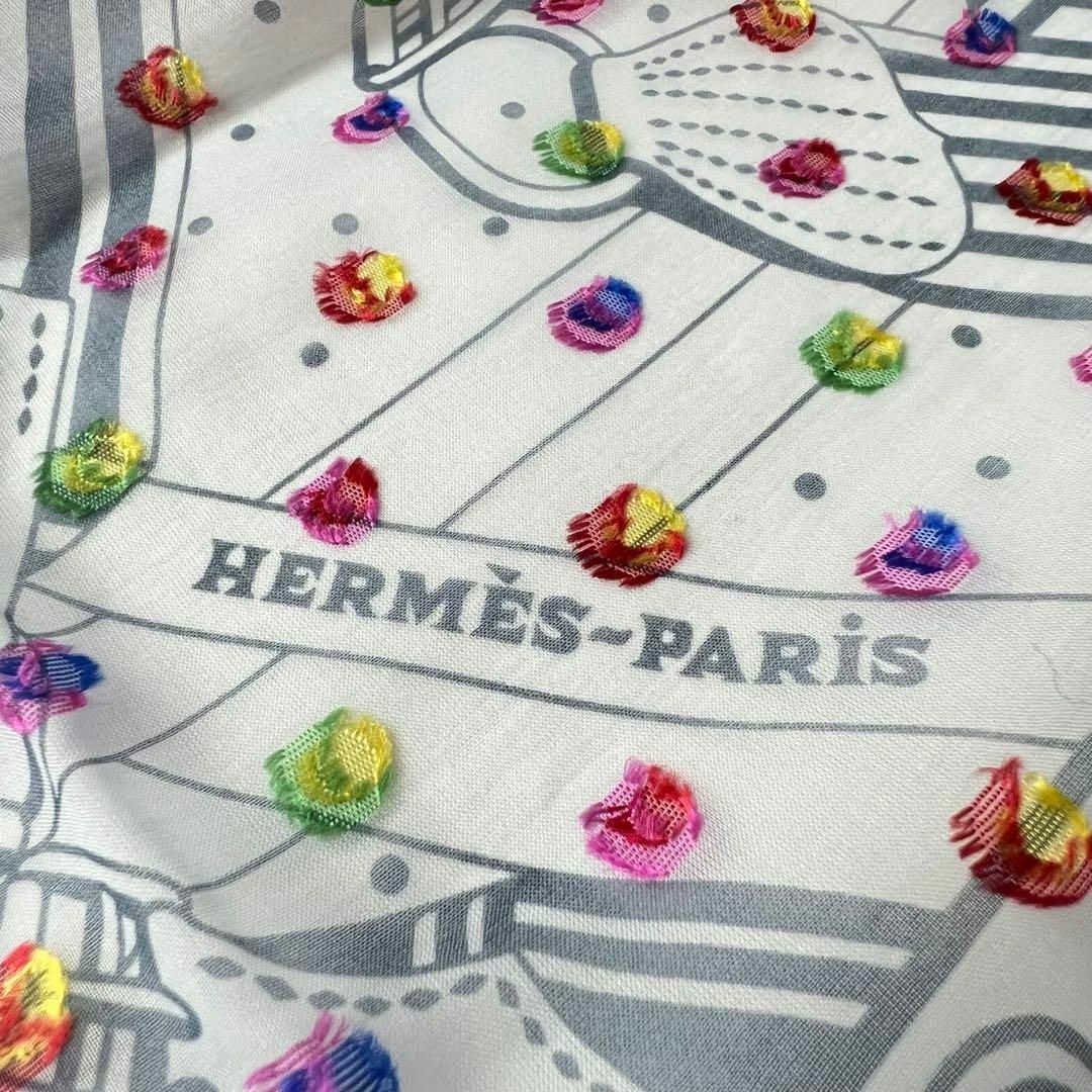 新品 エルメス HERMES カレ60 ジグザグのサングル レインボードット-
