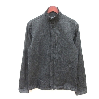 トルネードマート ノーカラージャケット アウター 袖羊本革 黒×グレー