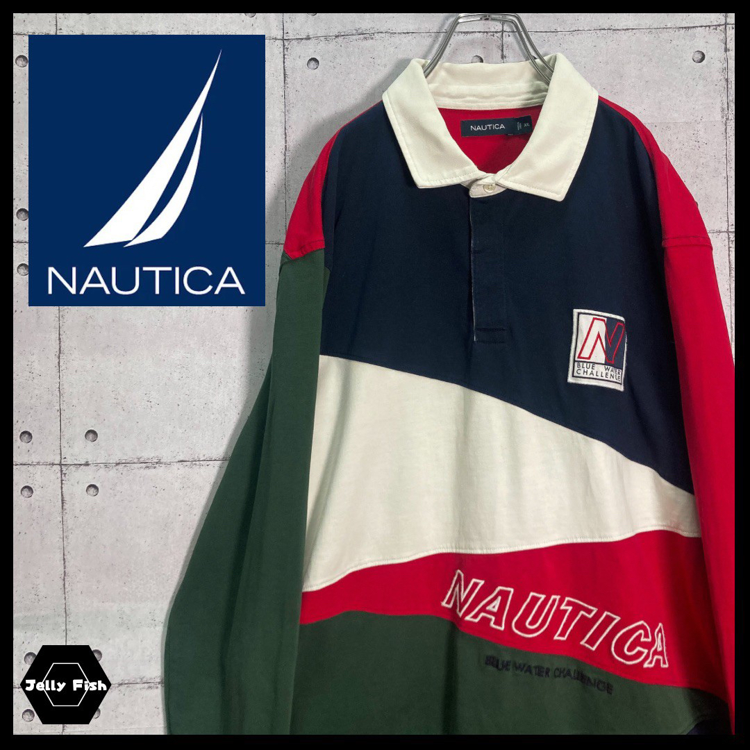 NAUTICA   レアデザインs NAUTICA 刺繍 マルチカラー ラガー