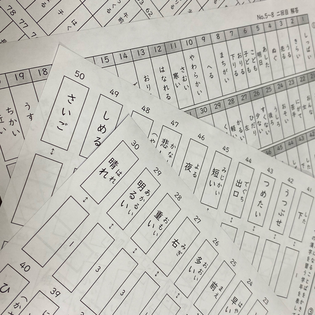 15小学１.2.3年生向け　反対言葉プリント　反対語　対義語　漢字 エンタメ/ホビーの本(語学/参考書)の商品写真