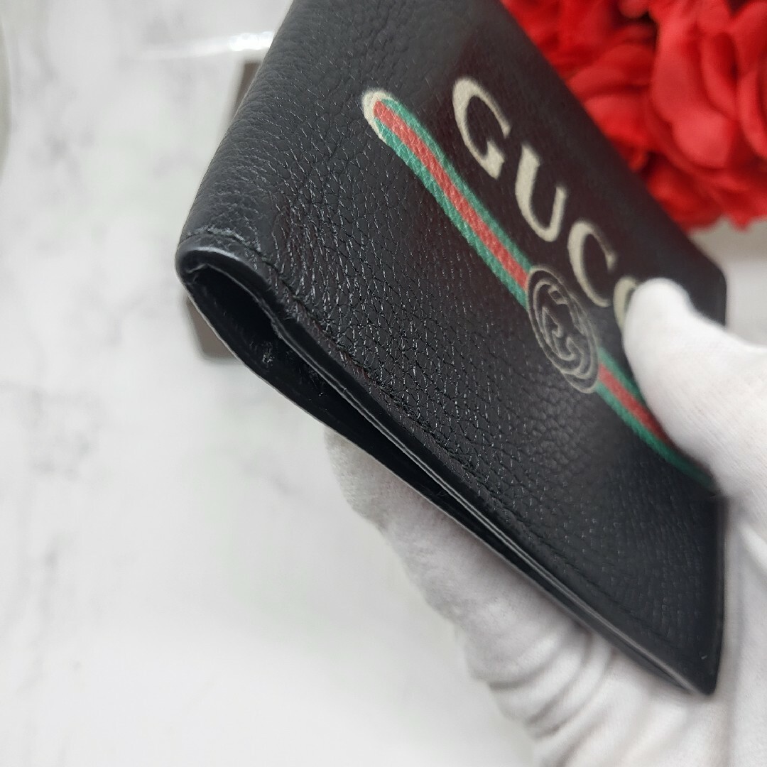 【極美品】 GUCCI グッチ ロゴ 2つ折り財布 財布 GG ブラック